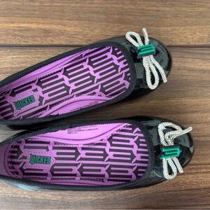 Wicked Black Flats with Bow Accent